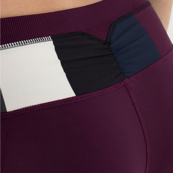 Lululemon Run For Fun Crop Purple Plum Pow Stripe Angel Wing Legging Tight EUC 6 - Picture 6 of 12